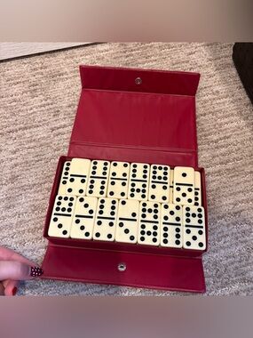 Cardinal Premier Edition 1993 Double Six Jumbo Dominoes Vinyl Case Complete